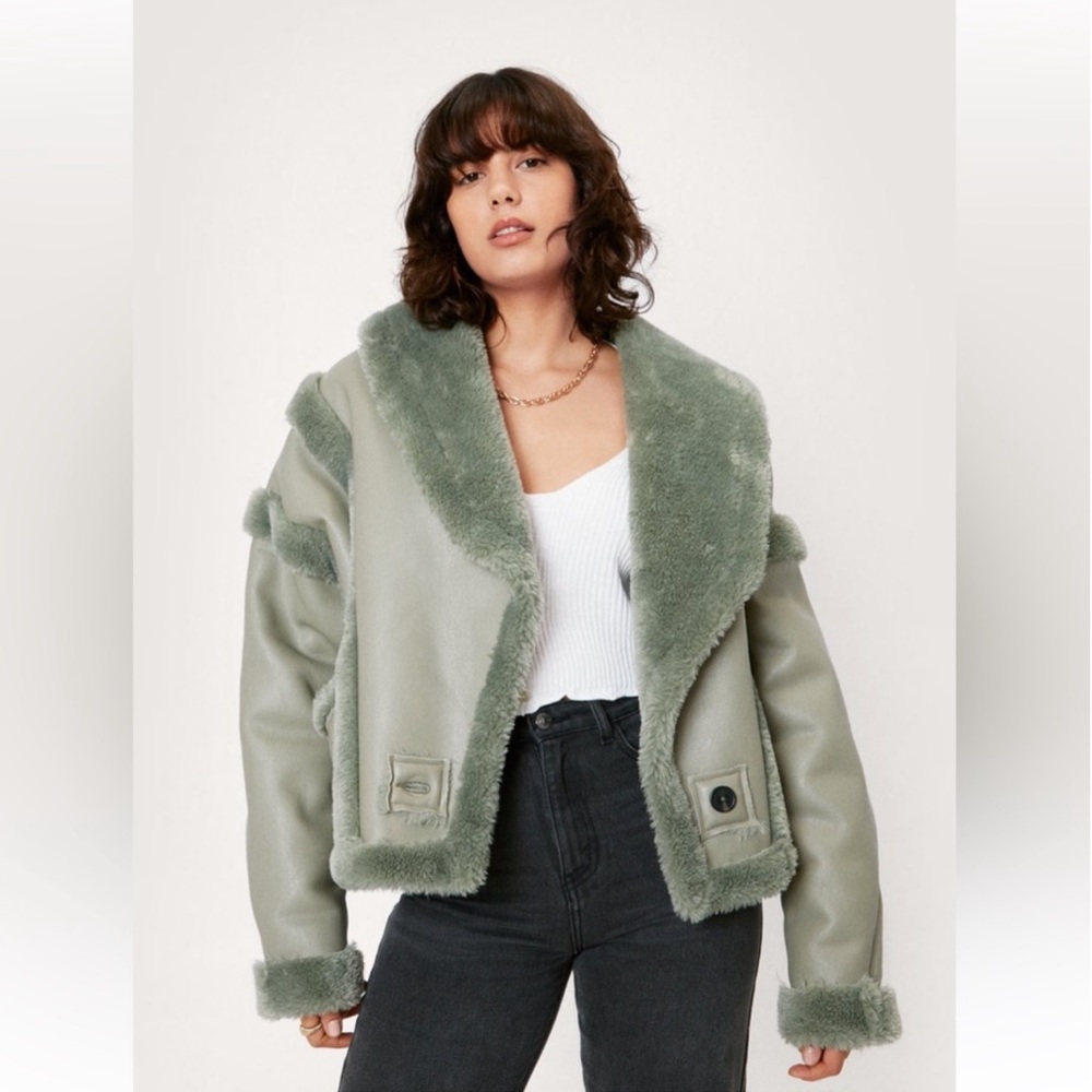 Sage Faux Leather Jacket
